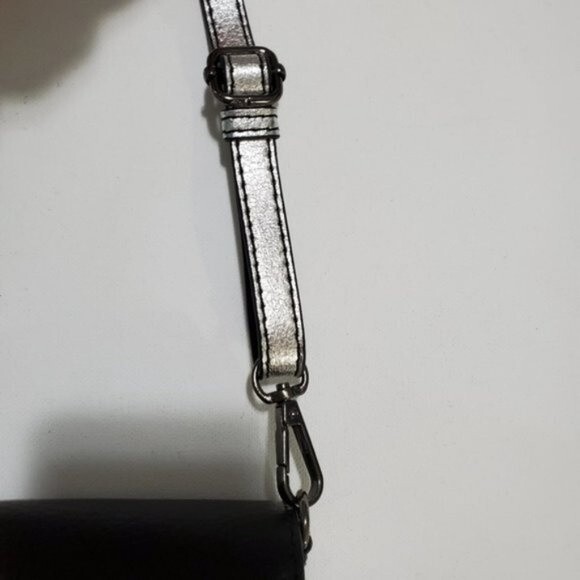 silver and black colorblock crossbody bag square by MMS - Picture 8 of 10